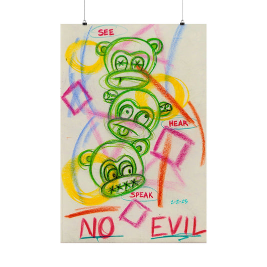 No Evil Monkey Stack Matte Poster | See Hear Speak Pop Art