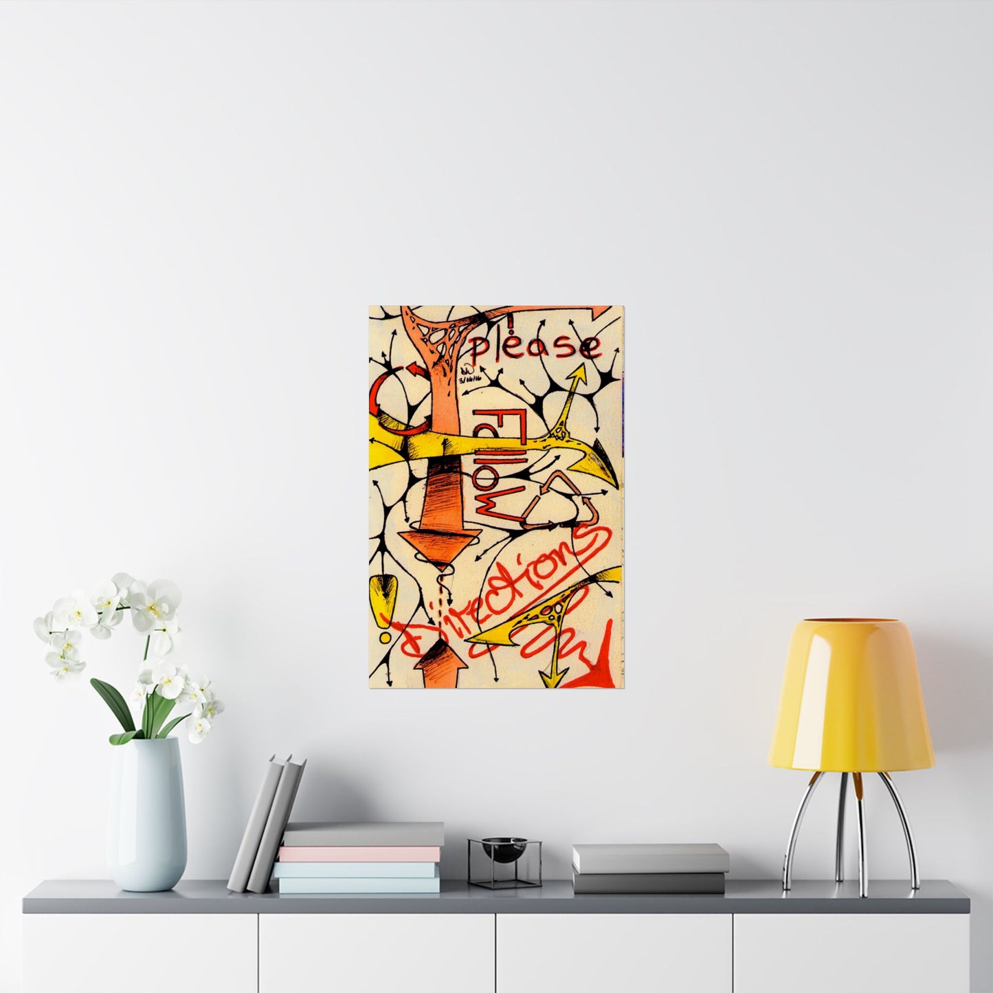 Please Follow Directions poster Matte Vertical Poster | Abstract arrow illustration, graffiti text