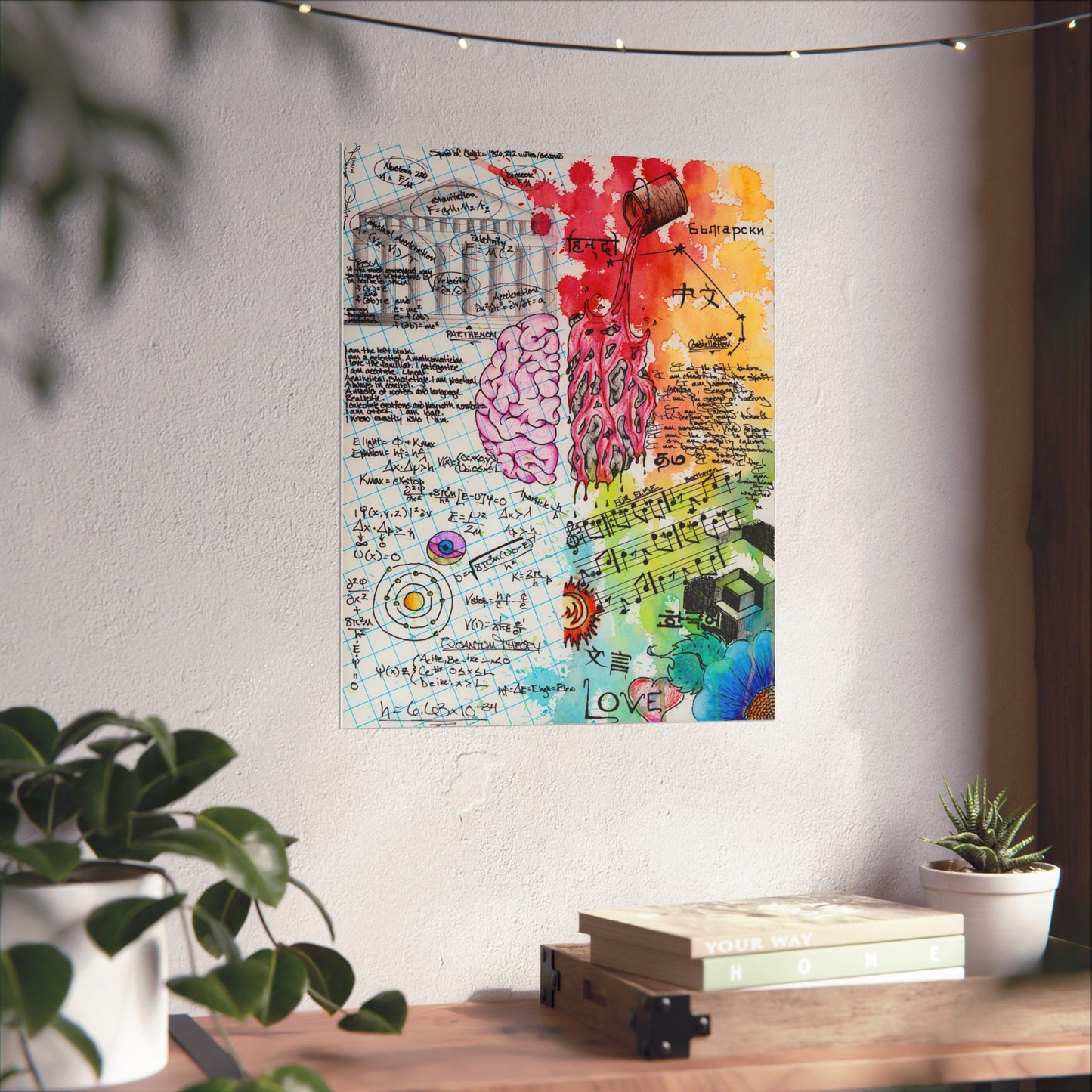 Brain Hemispheres Collage Matte Vertical Poster | Science Art