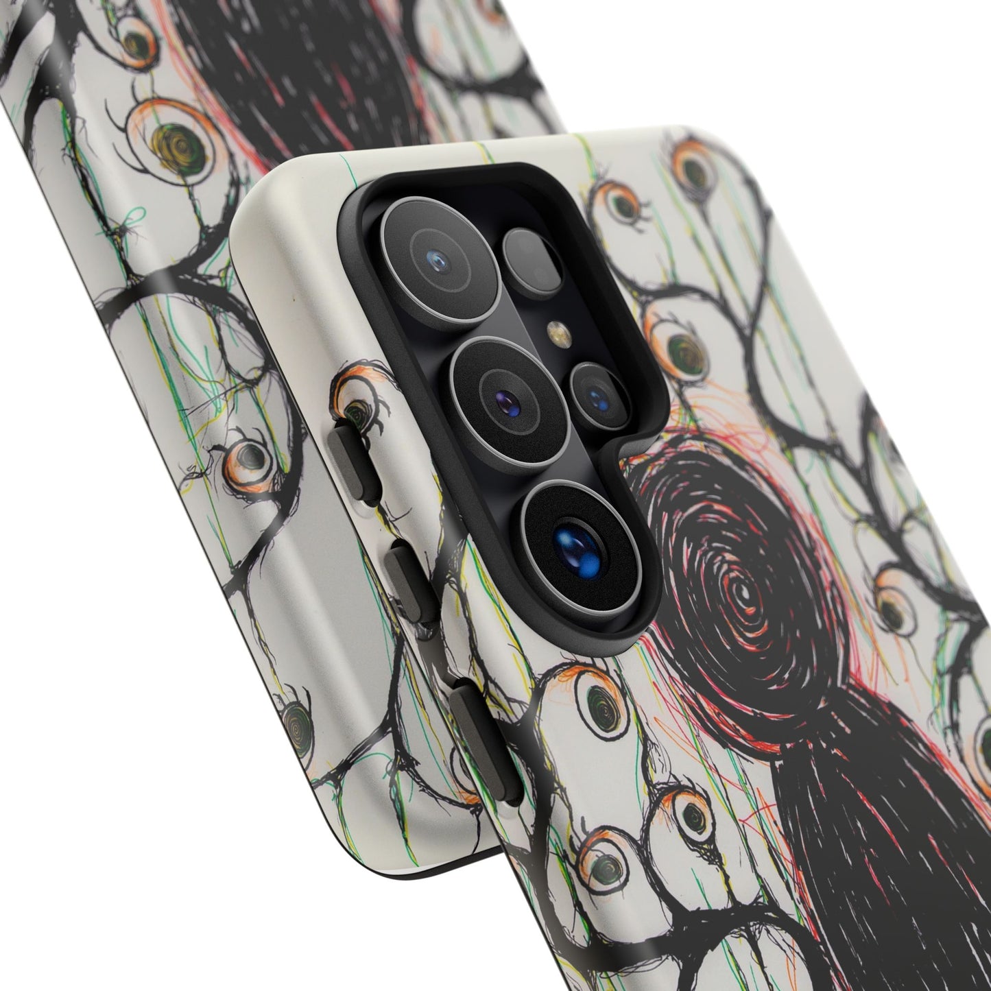 Dark Scribble Figure Tough Case | Surreal Eyes Phone Case | Tough Phone Case