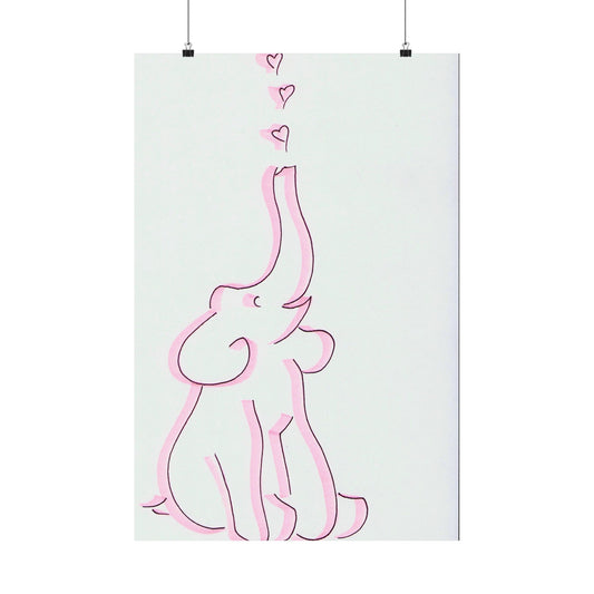 Joyful Pink Elephant poster | Matte Vertical Poster, Nursery Wall Art
