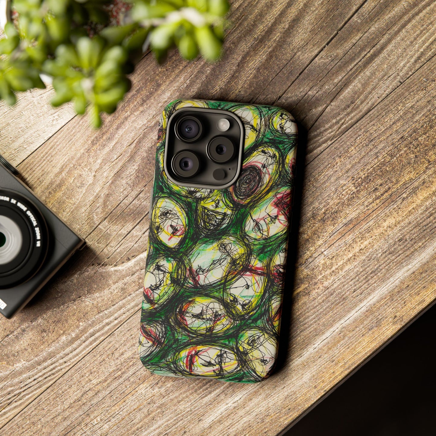 Abstract Sanity Faces Phone Case | Expressionist Face Art | Tough Case