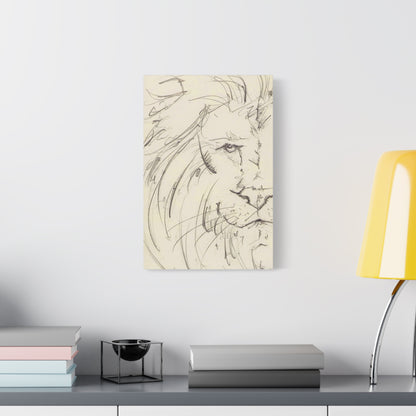 Flowing Lion Sketch Matte Canvas | Minimalist Line Art | Wildlife Portrait