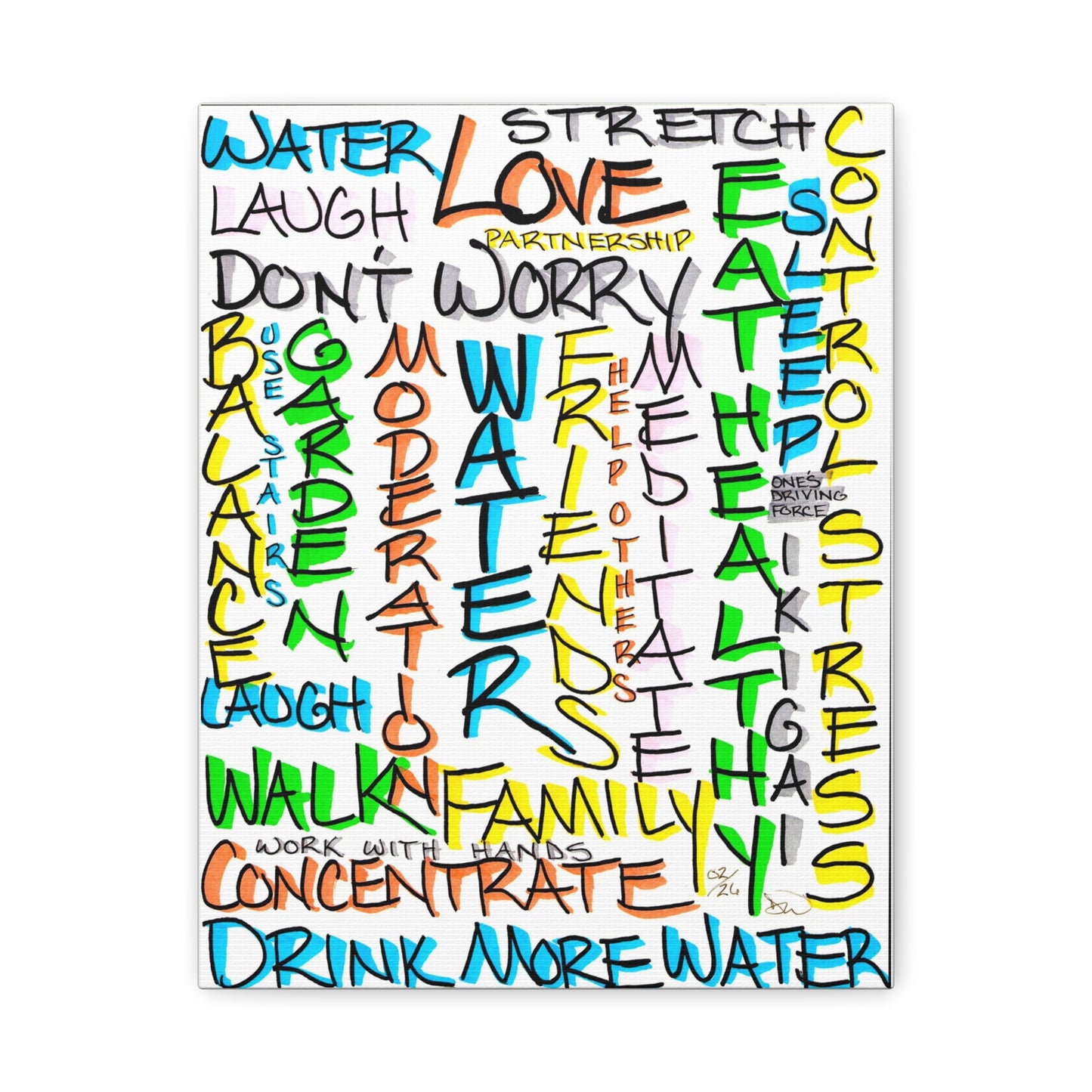 Words of Life Art Matte Canvas | Motivational Health Words Wall Art