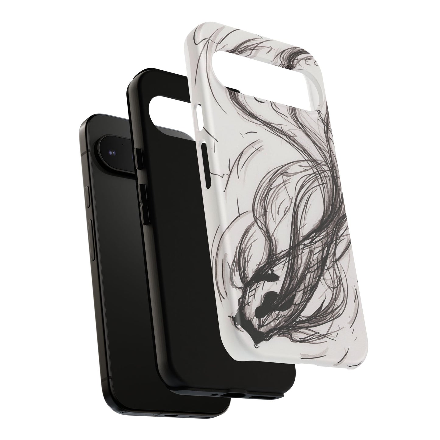 Smokey Ink Koi phone case | abstract koi sketch, smoky ink illustration