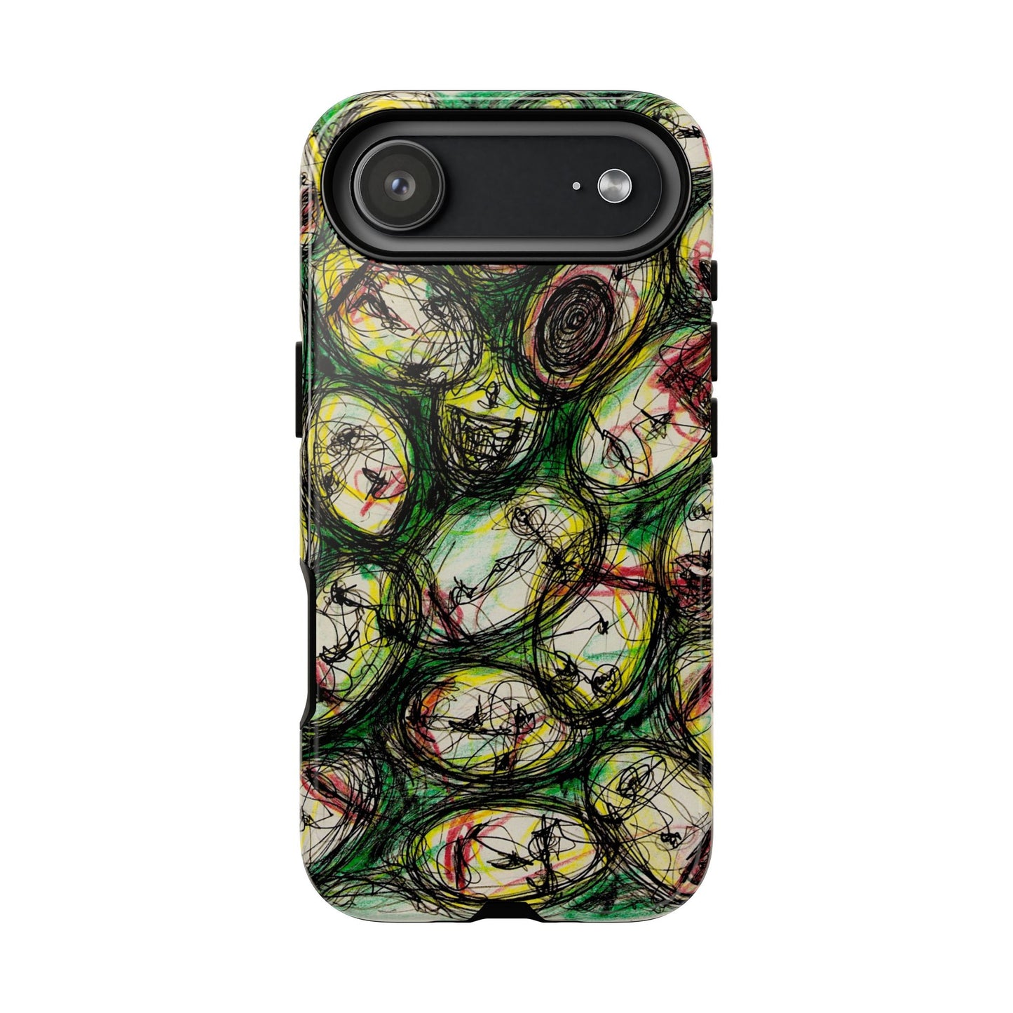 Abstract Sanity Faces Phone Case | Expressionist Face Art | Tough Case