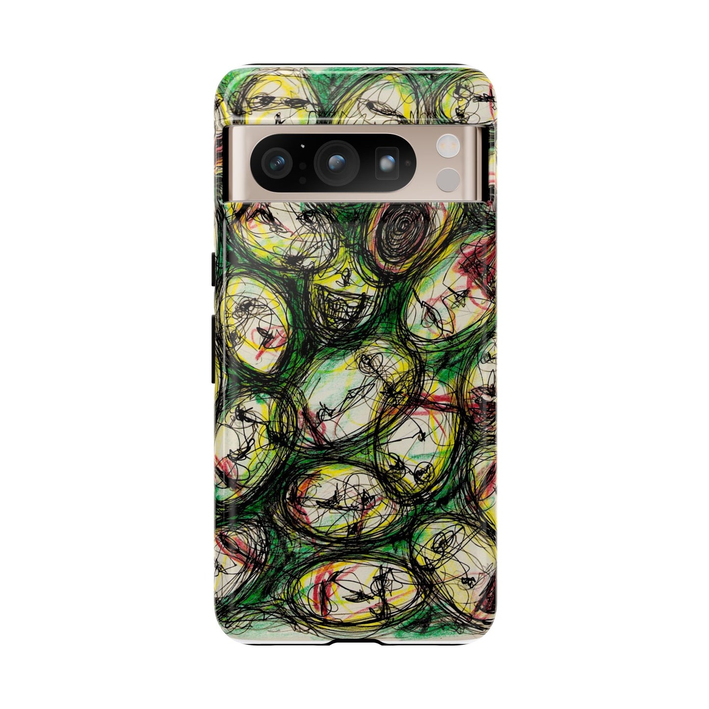 Abstract Sanity Faces Phone Case | Expressionist Face Art | Tough Case