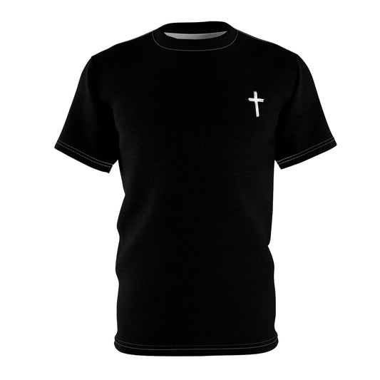 Small White Cross Tee | Bob's Portrait Graphic Tee | Black Cut & Sew Shirt