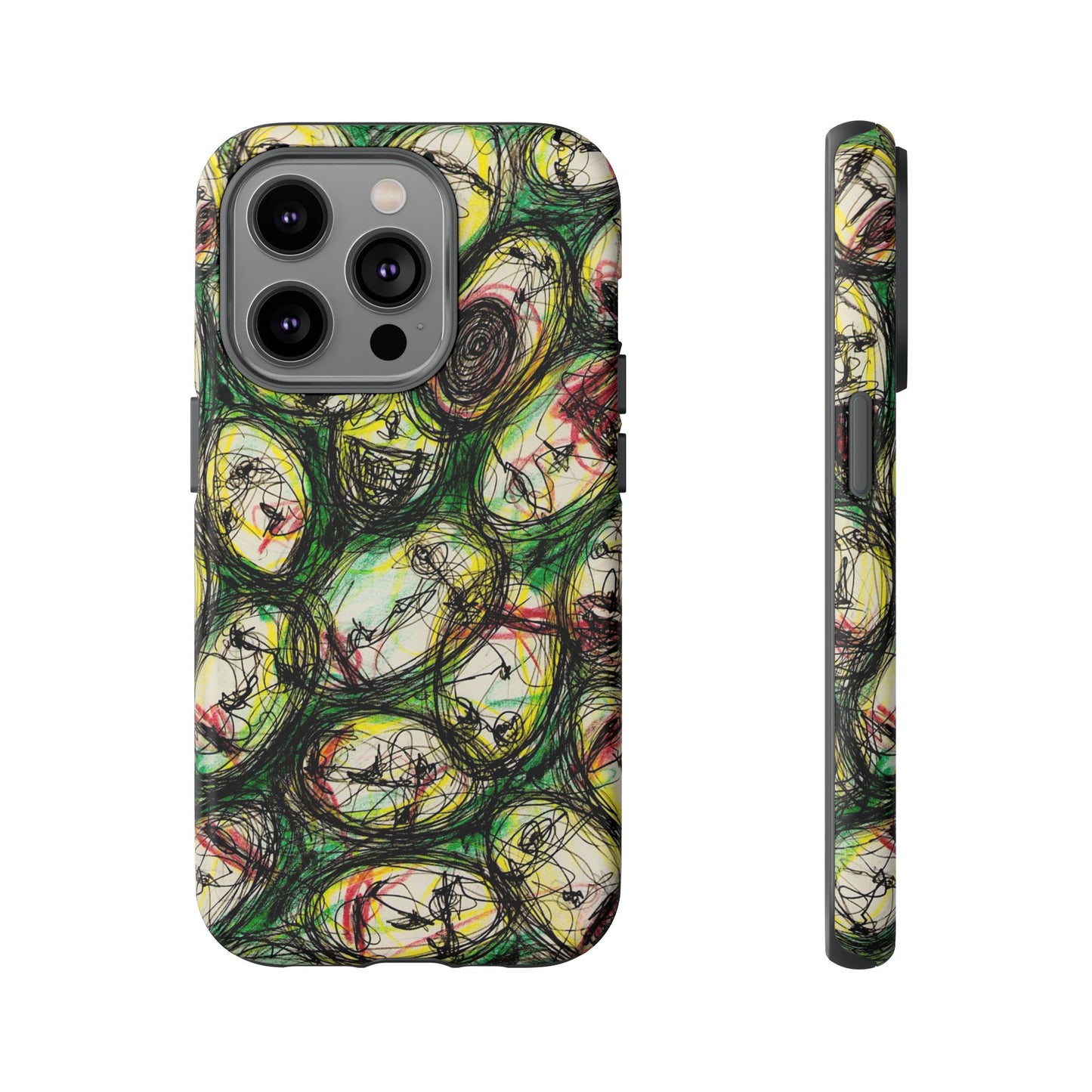 Abstract Sanity Faces Phone Case | Expressionist Face Art | Tough Case