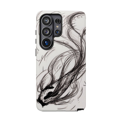 Smokey Ink Koi phone case | abstract koi sketch, smoky ink illustration