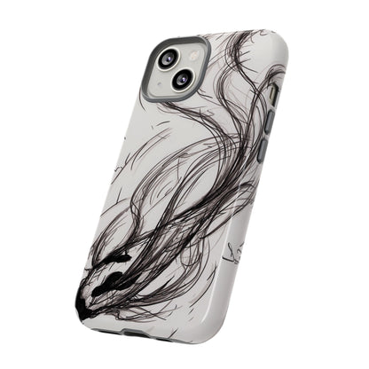 Smokey Ink Koi phone case | abstract koi sketch, smoky ink illustration