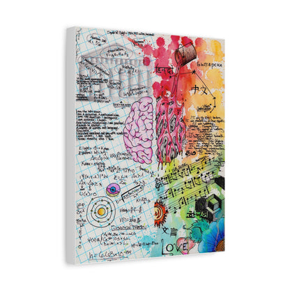 Brain Hemispheres Collage Matte Canvas | Abstract Science Art