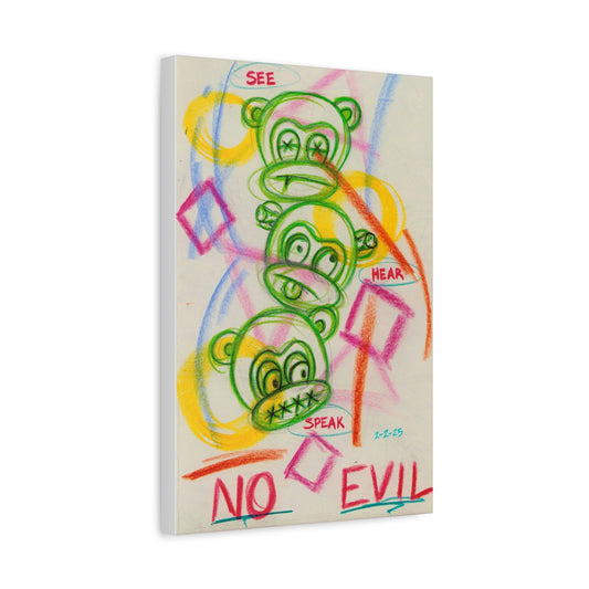 No Evil Monkey Artwork Canvas | Matte Stretched Wall Art
