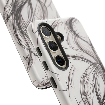 Smokey Ink Koi phone case | abstract koi sketch, smoky ink illustration