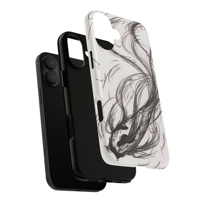 Smokey Ink Koi phone case | abstract koi sketch, smoky ink illustration
