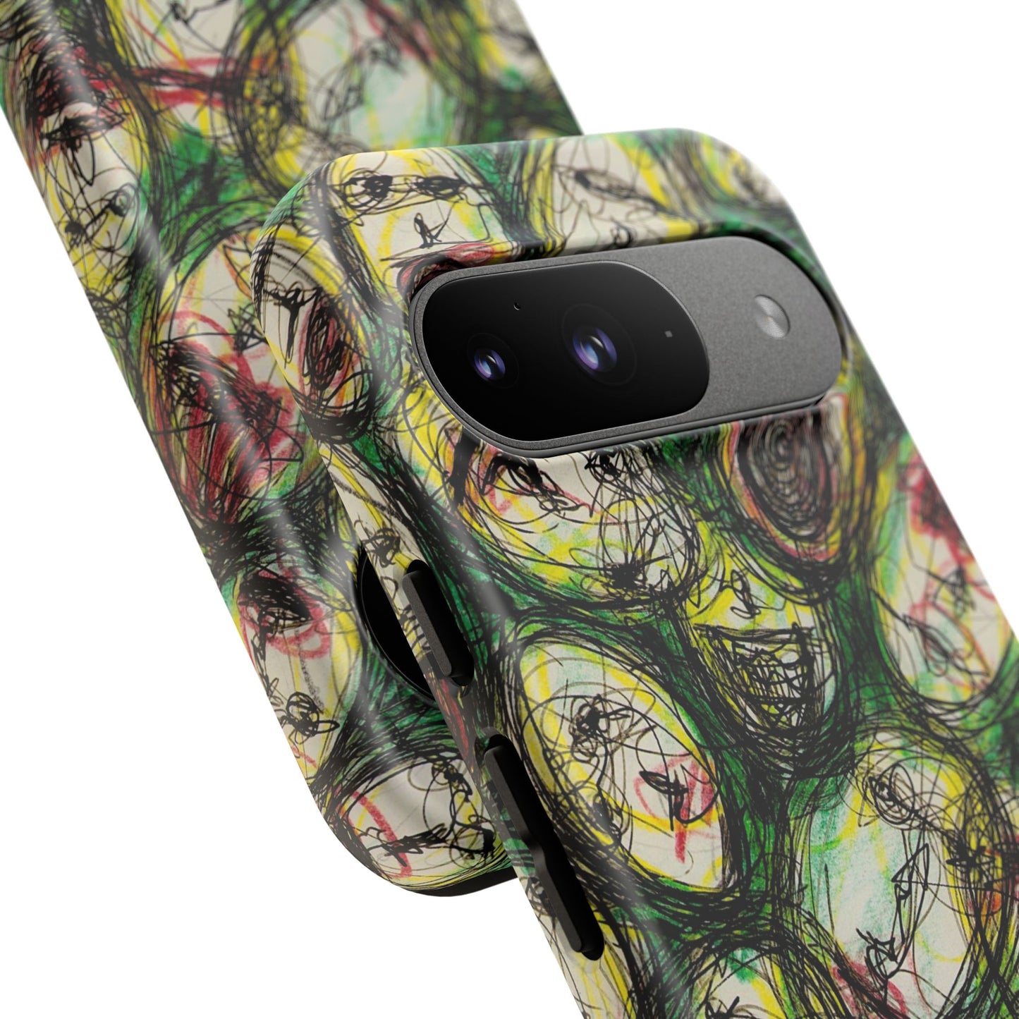 Abstract Sanity Faces Phone Case | Expressionist Face Art | Tough Case