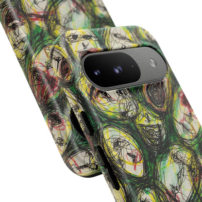 Abstract Sanity Faces Phone Case | Expressionist Face Art | Tough Case
