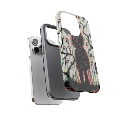 Dark Scribble Figure Tough Case | Surreal Eyes Phone Case | Tough Phone Case