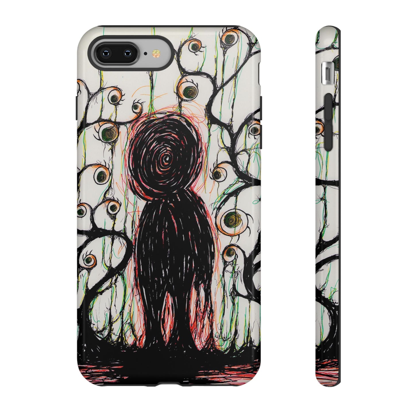 Dark Scribble Figure Tough Case | Surreal Eyes Phone Case | Tough Phone Case