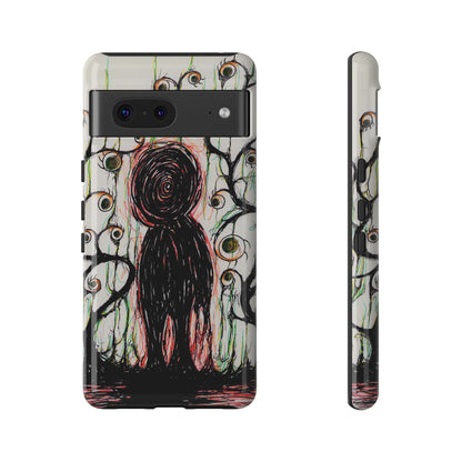Dark Scribble Figure Tough Case | Surreal Eyes Phone Case | Tough Phone Case