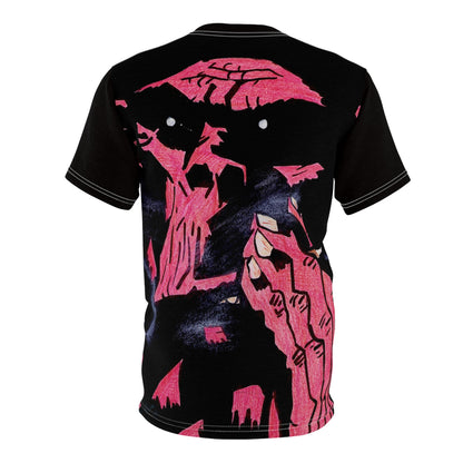 Smoking Ape Illustration Tee | Neon Red Graphic Full Print