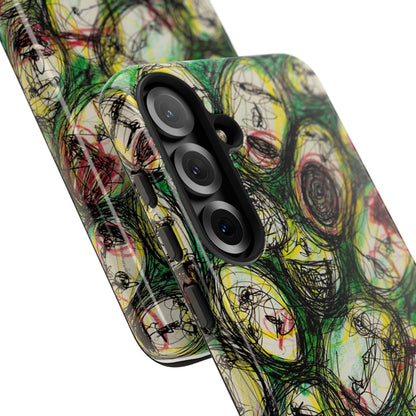 Abstract Sanity Faces Phone Case | Expressionist Face Art | Tough Case