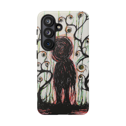 Dark Scribble Figure Tough Case | Surreal Eyes Phone Case | Tough Phone Case
