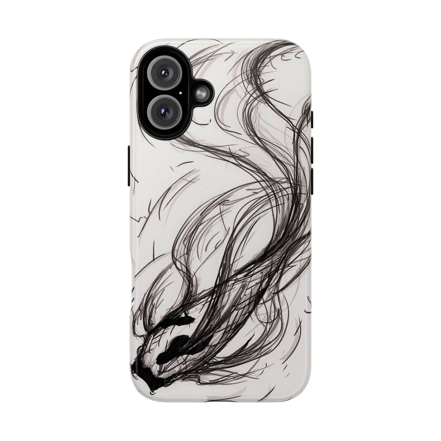 Smokey Ink Koi phone case | abstract koi sketch, smoky ink illustration