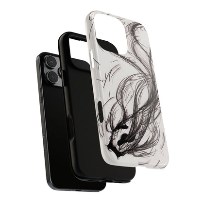 Smokey Ink Koi phone case | abstract koi sketch, smoky ink illustration