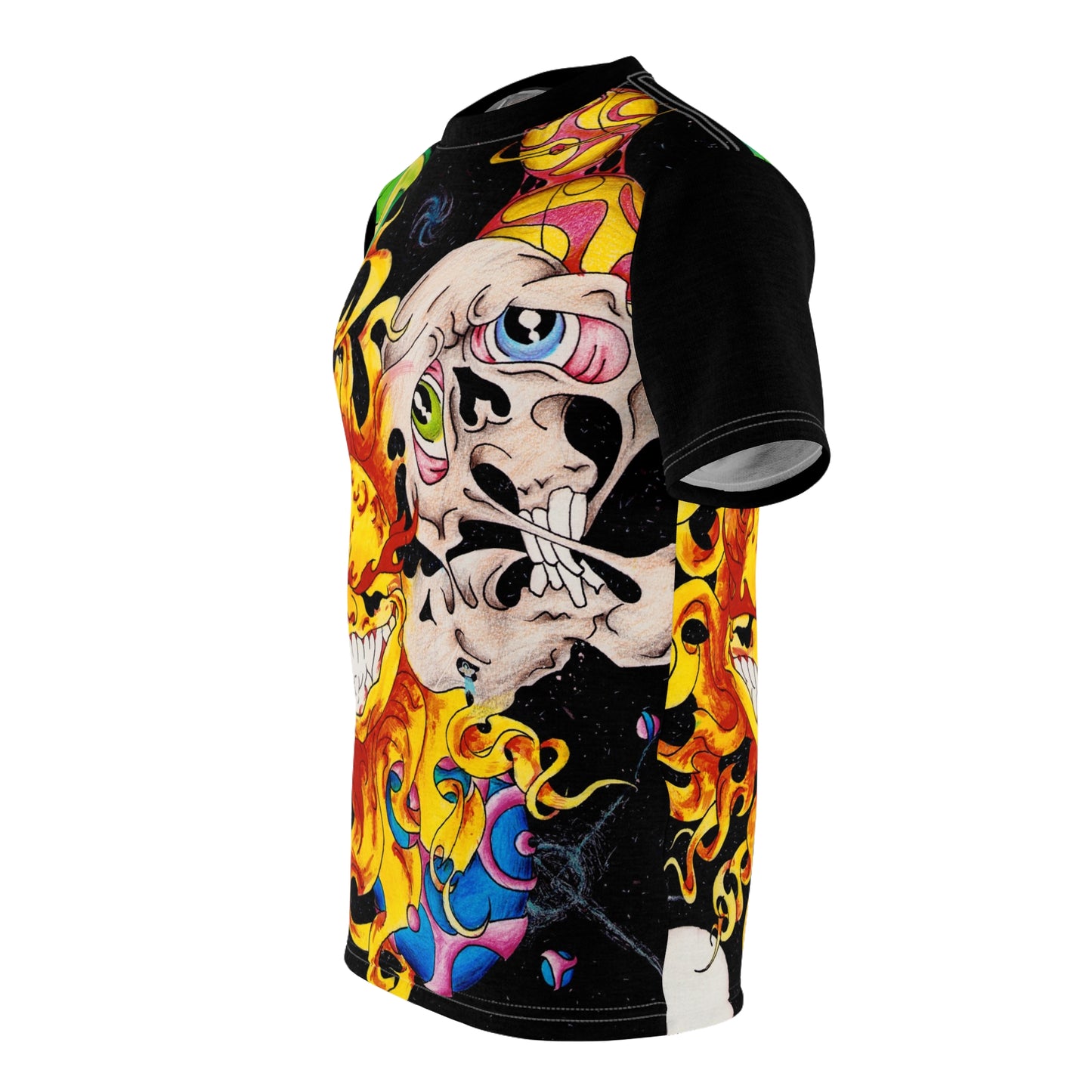Psychedelic Sun & Skull Tee | Psychedelic All-Over Print | Space Art