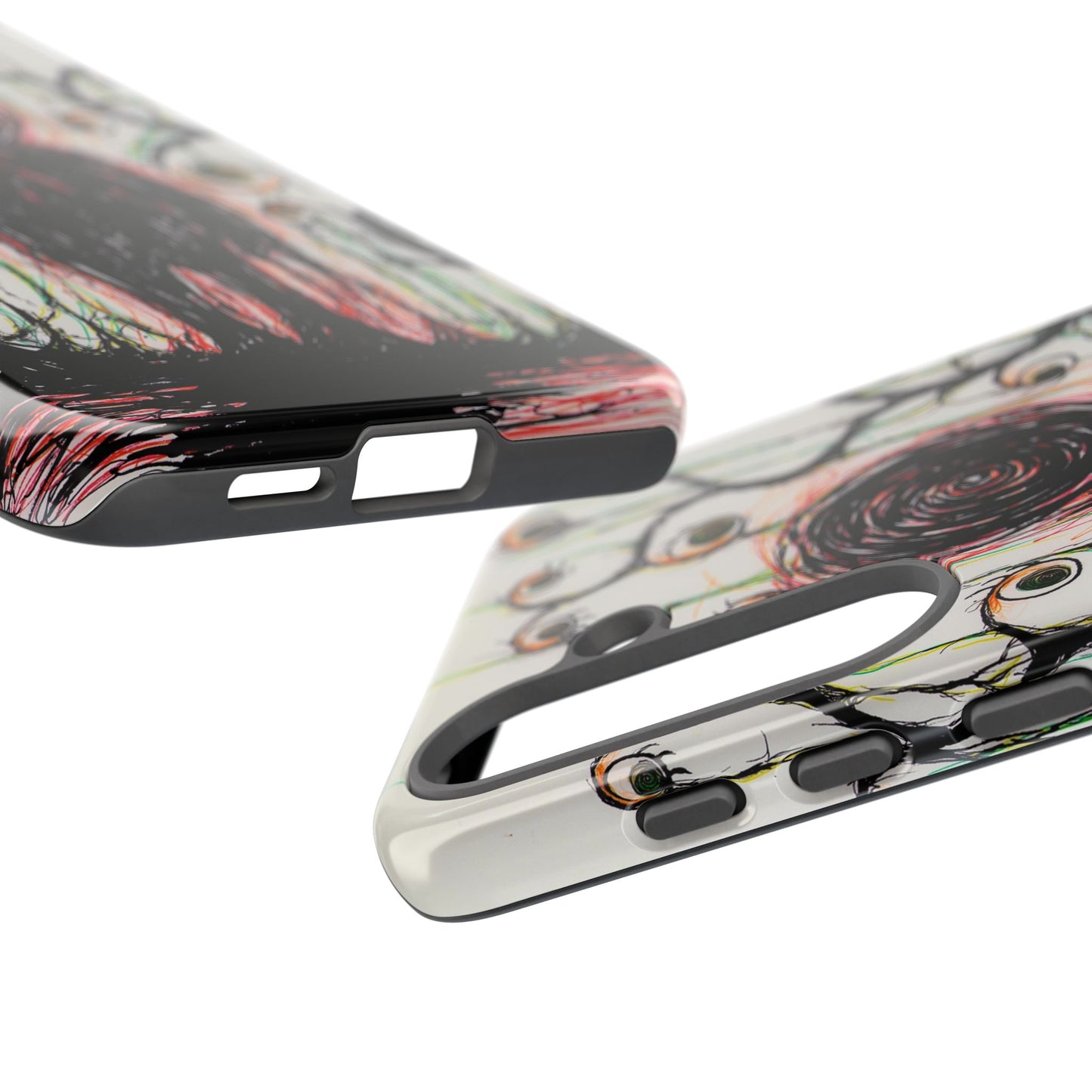 Dark Scribble Figure Tough Case | Surreal Eyes Phone Case | Tough Phone Case