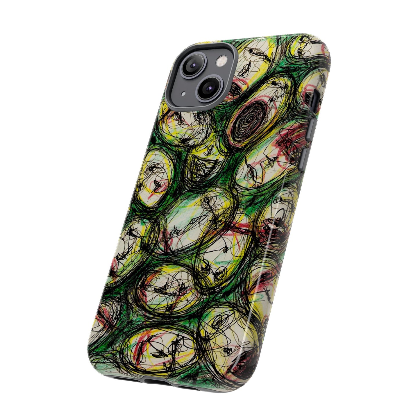 Abstract Sanity Faces Phone Case | Expressionist Face Art | Tough Case