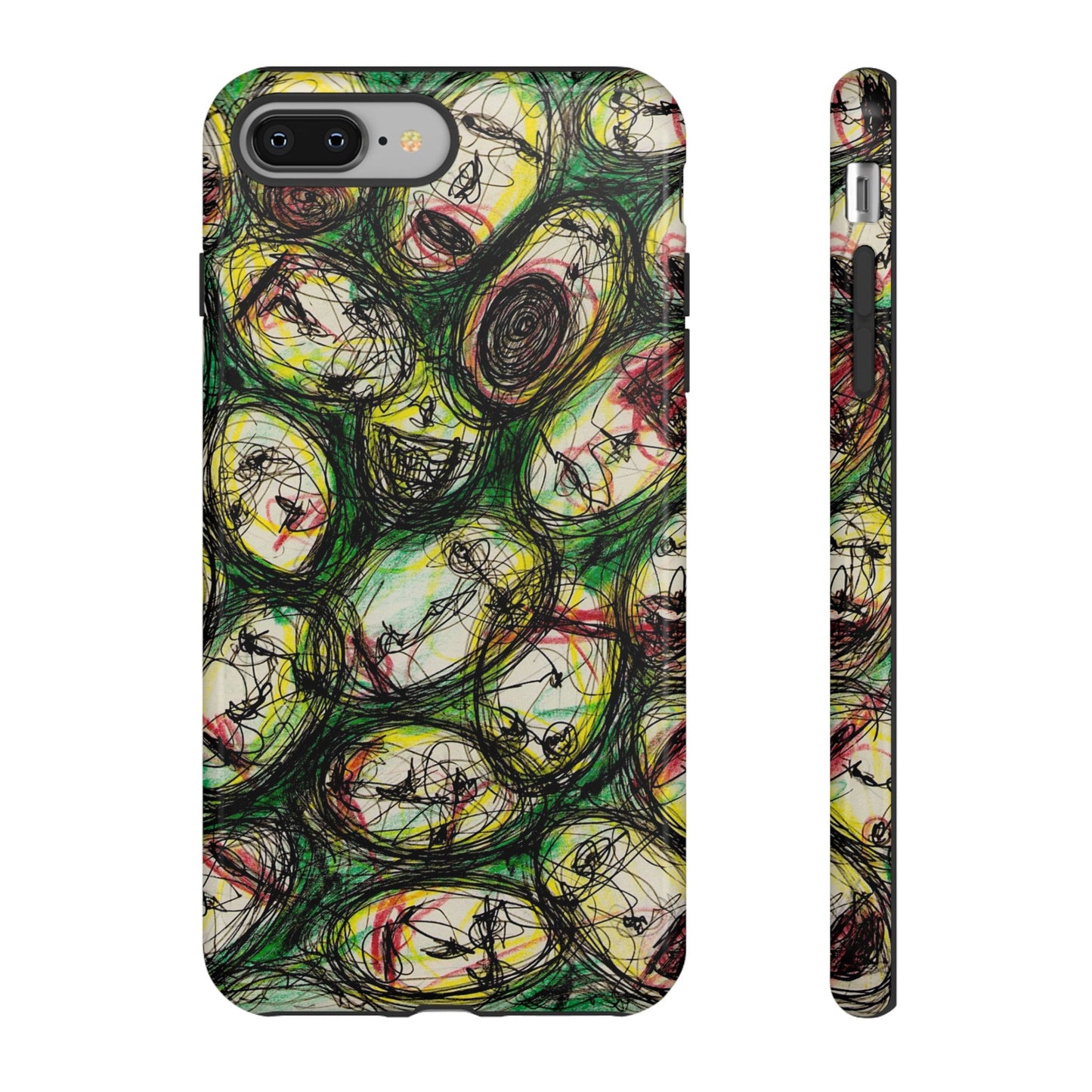 Abstract Sanity Faces Phone Case | Expressionist Face Art | Tough Case