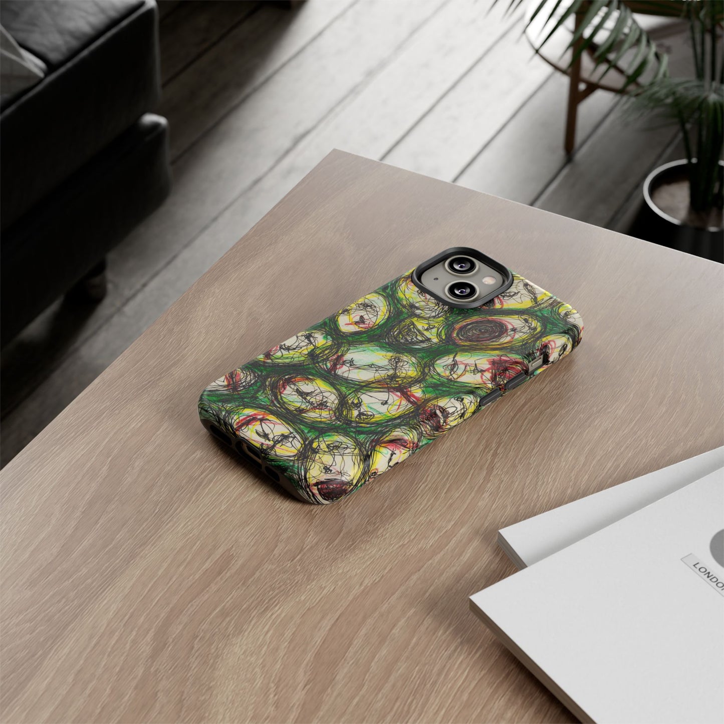 Abstract Sanity Faces Phone Case | Expressionist Face Art | Tough Case