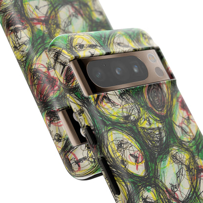 Abstract Sanity Faces Phone Case | Expressionist Face Art | Tough Case