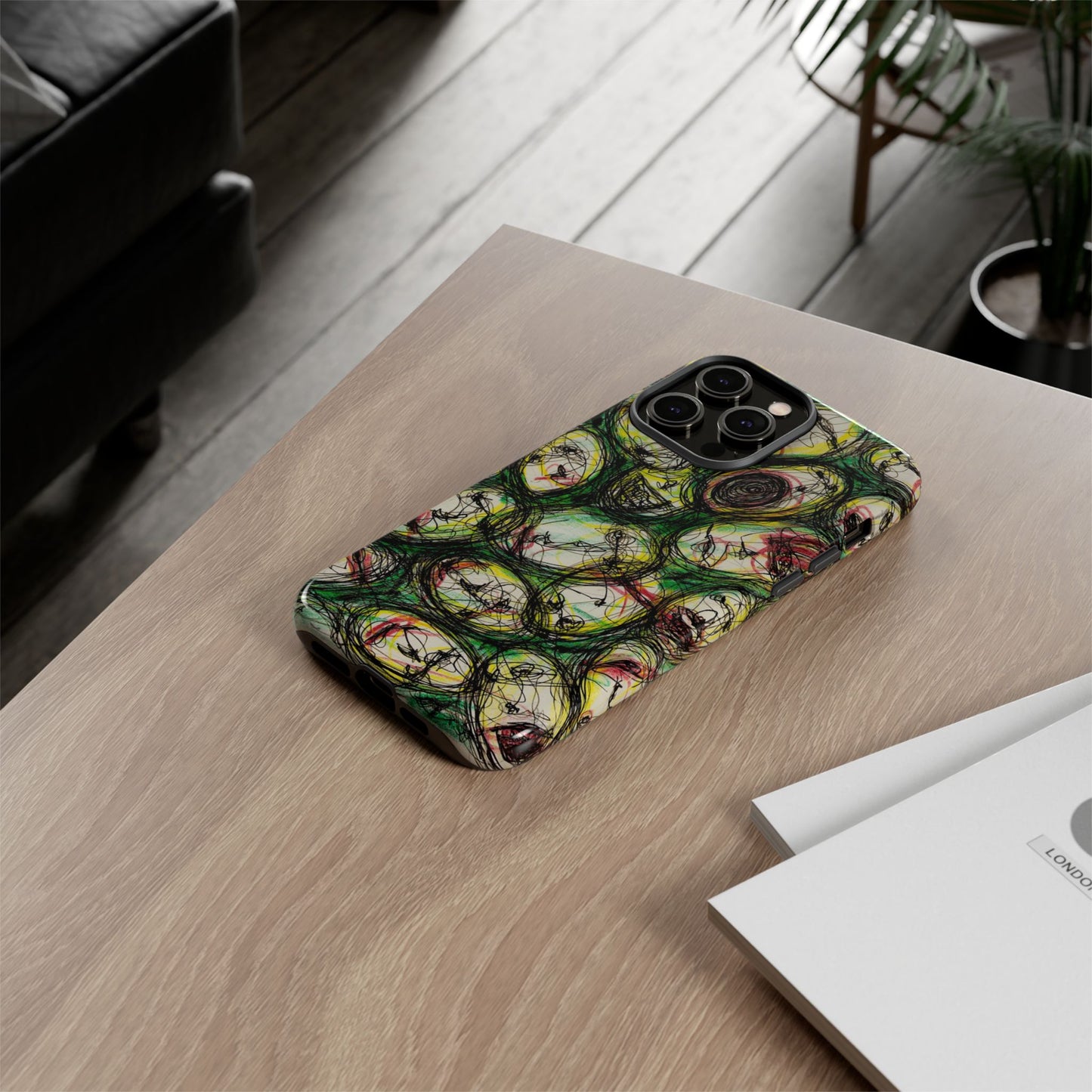 Abstract Sanity Faces Phone Case | Expressionist Face Art | Tough Case