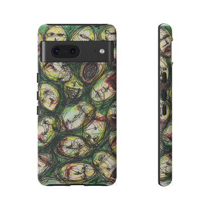 Abstract Sanity Faces Phone Case | Expressionist Face Art | Tough Case