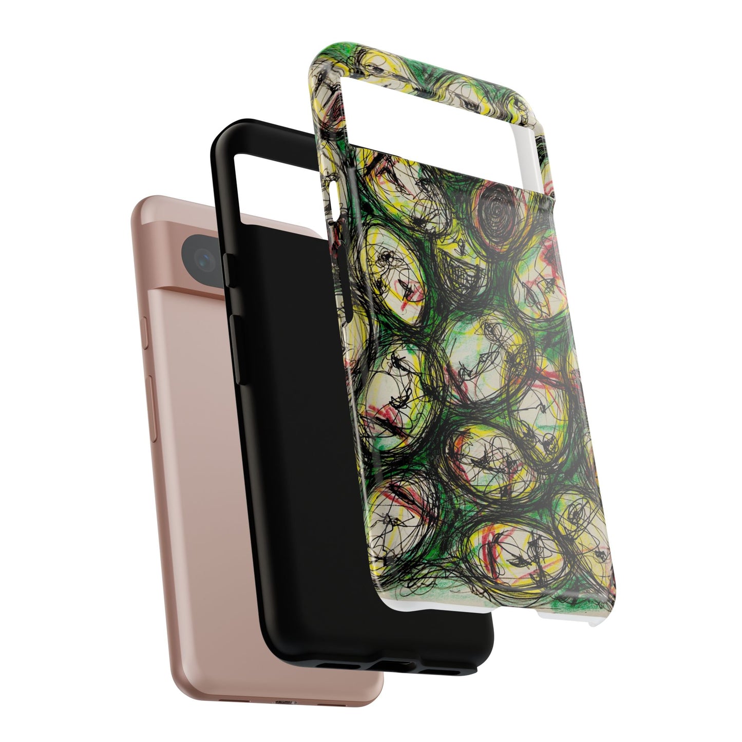 Abstract Sanity Faces Phone Case | Expressionist Face Art | Tough Case