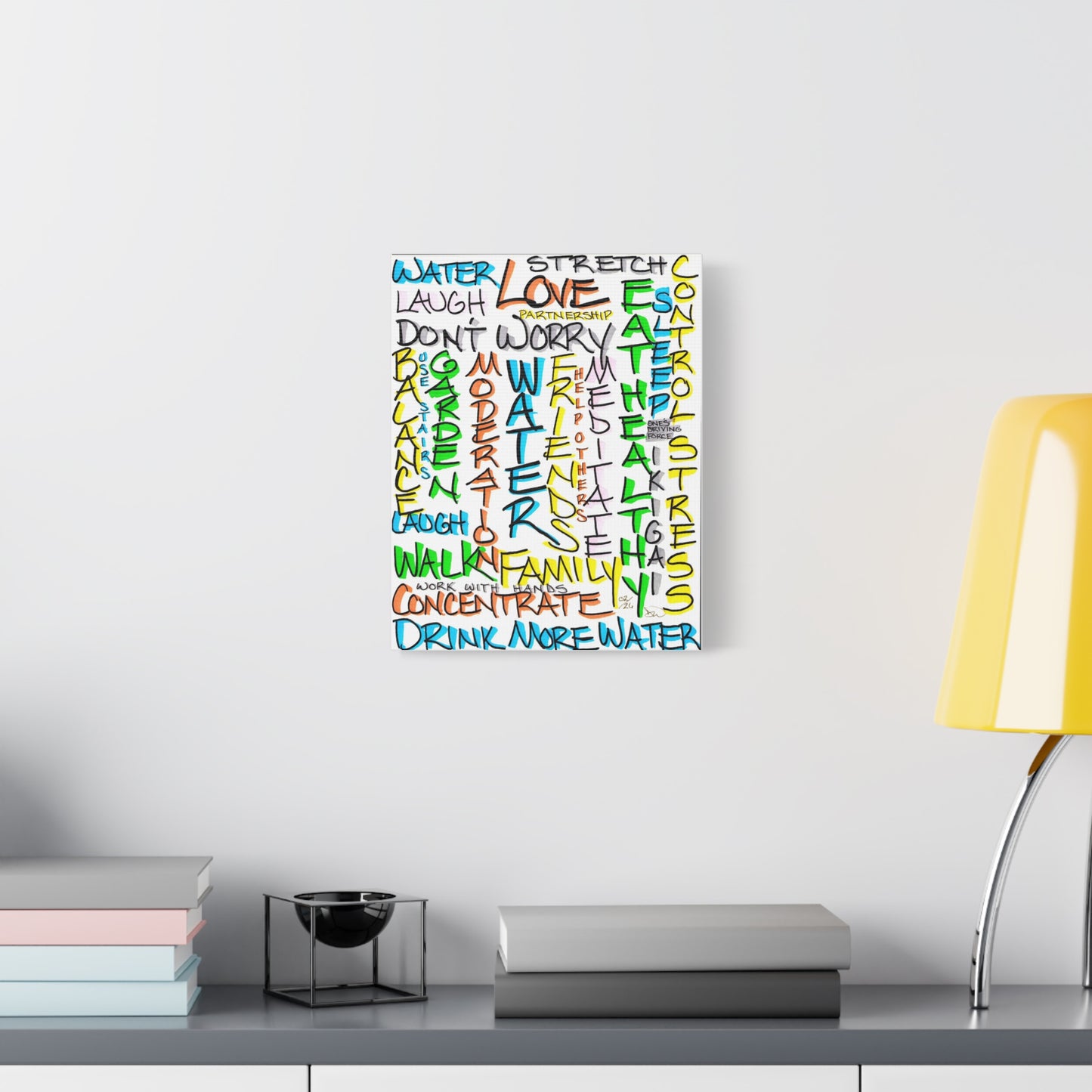 Words of Life Art Matte Canvas | Motivational Health Words Wall Art
