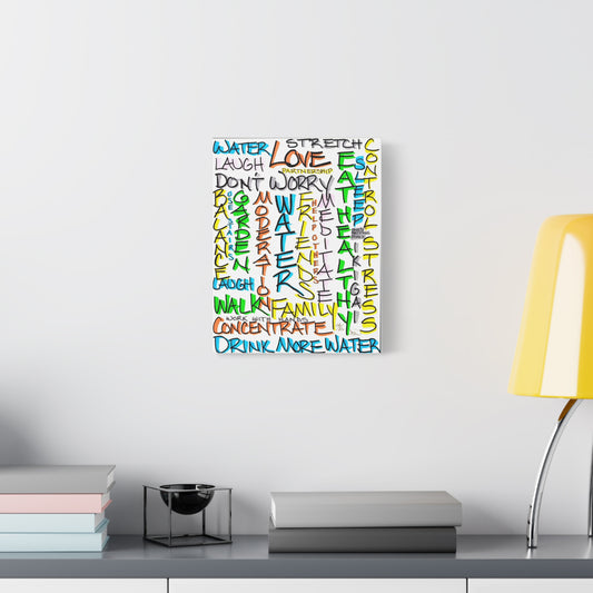 Words of Life Art Matte Canvas | Motivational Health Words Wall Art