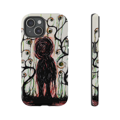 Dark Scribble Figure Tough Case | Surreal Eyes Phone Case | Tough Phone Case