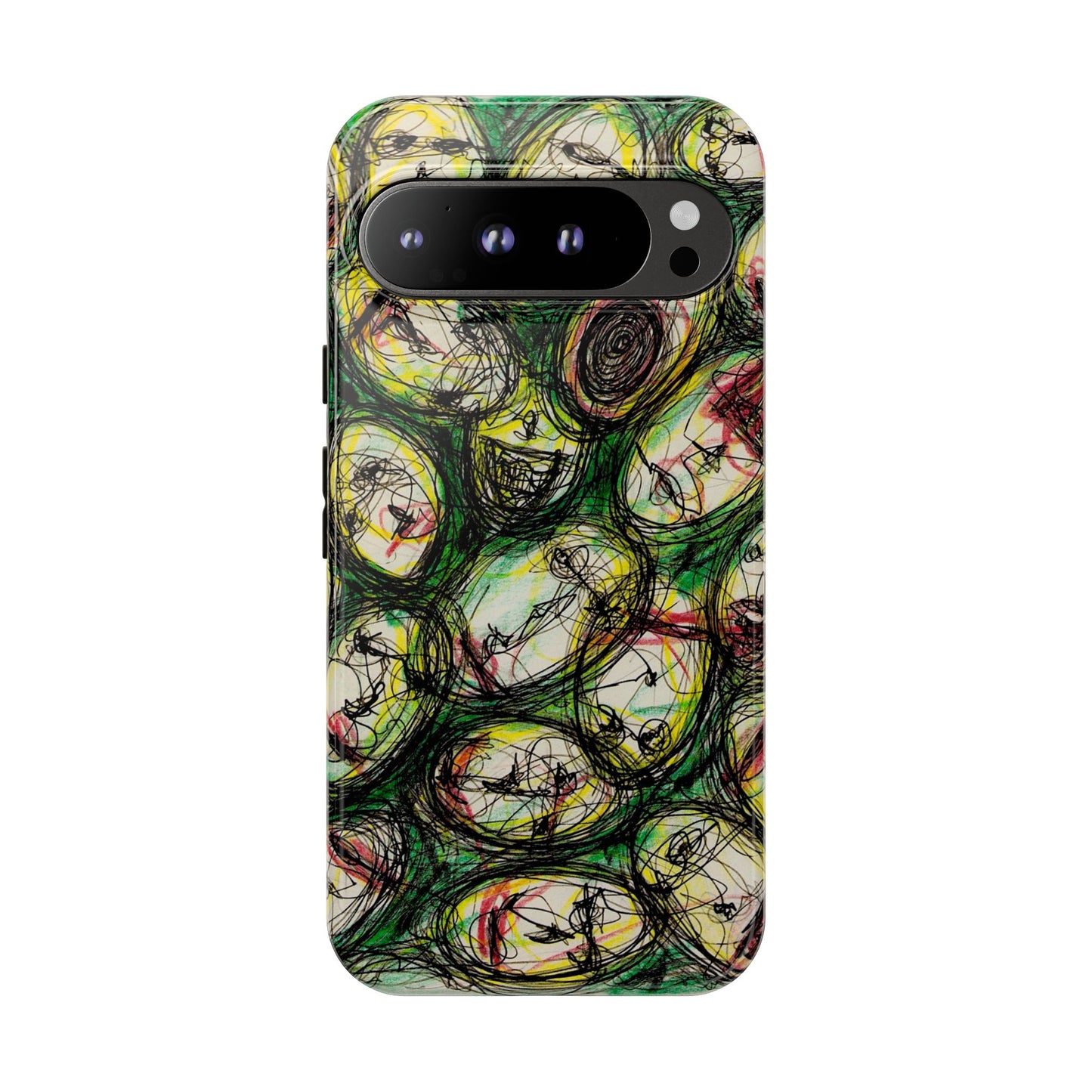 Abstract Sanity Faces Phone Case | Expressionist Face Art | Tough Case