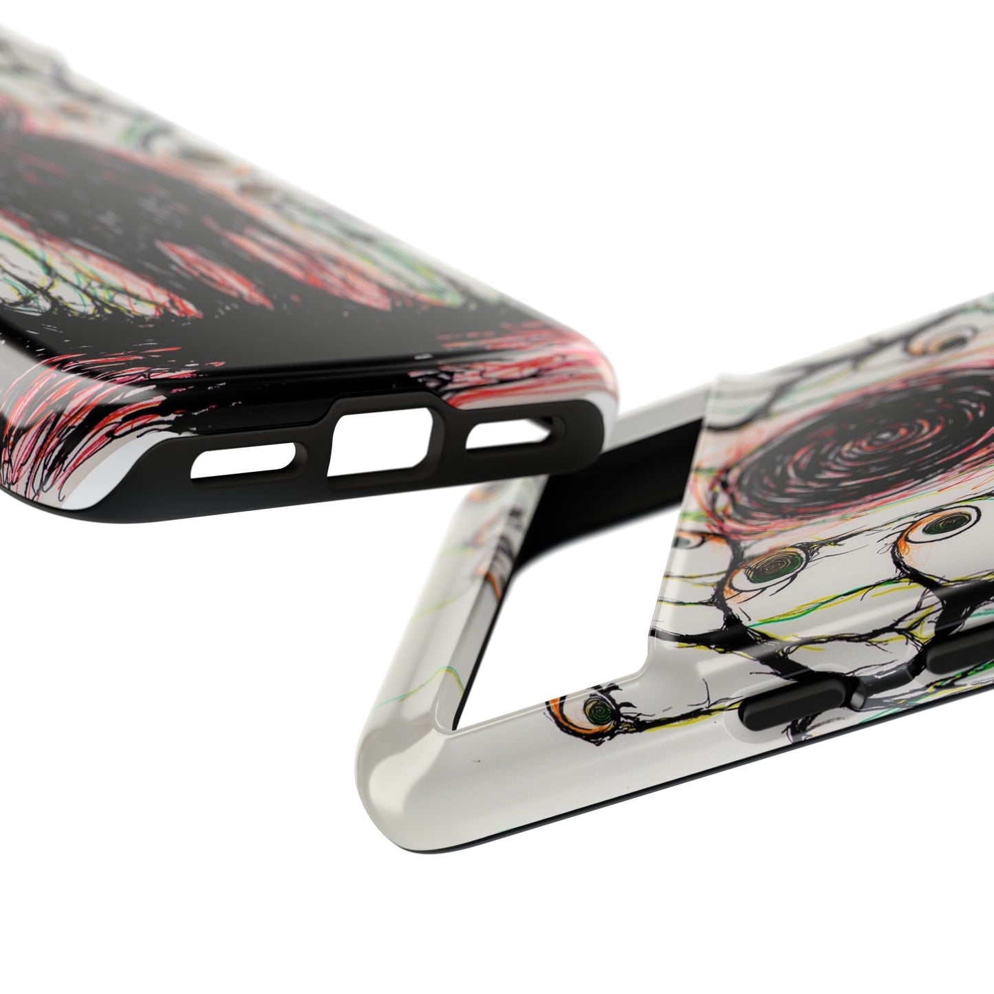 Dark Scribble Figure Tough Case | Surreal Eyes Phone Case | Tough Phone Case