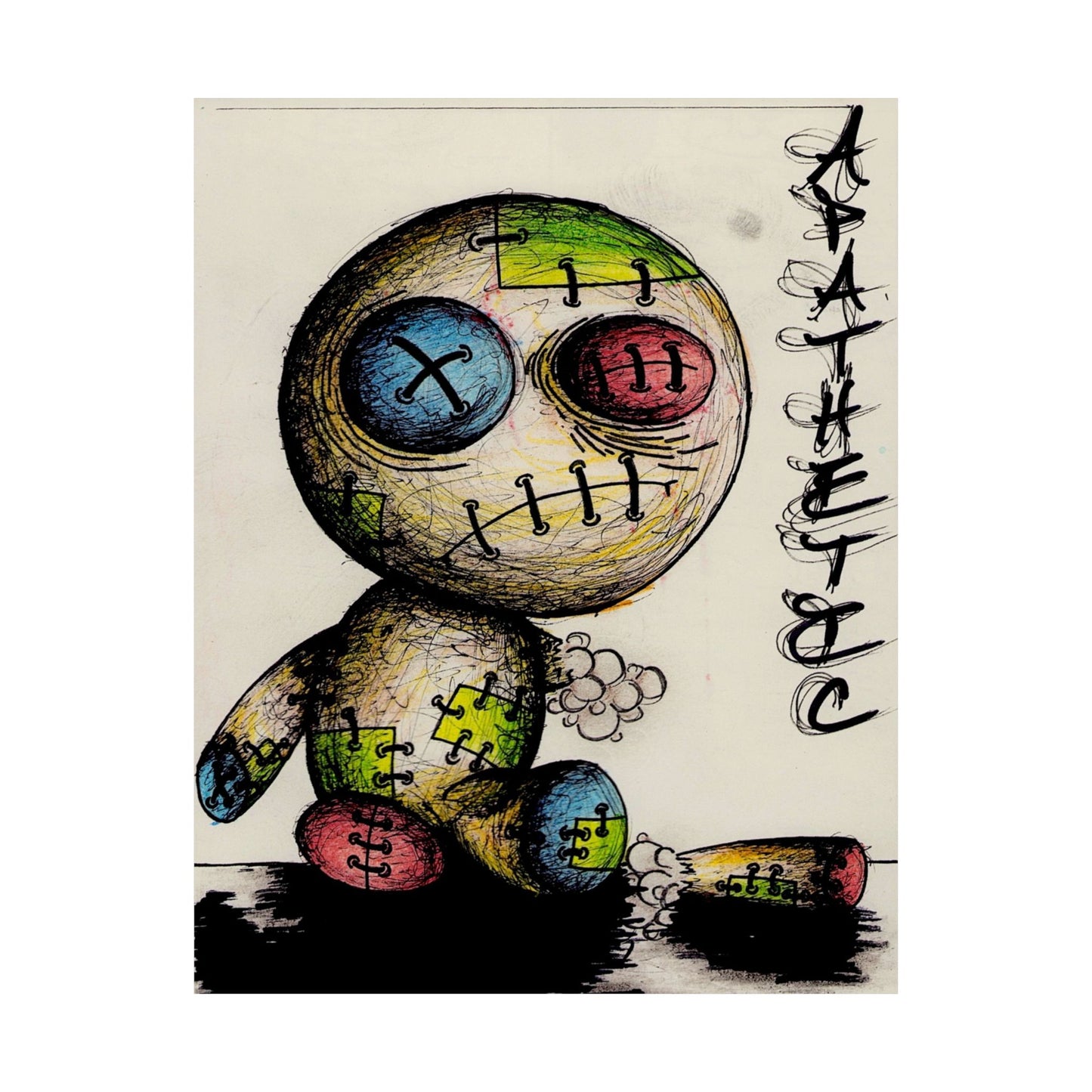 Voodoo Patch Doll Matte Poster | Cute Creepy Art | Abstract Bedroom Wall Decor