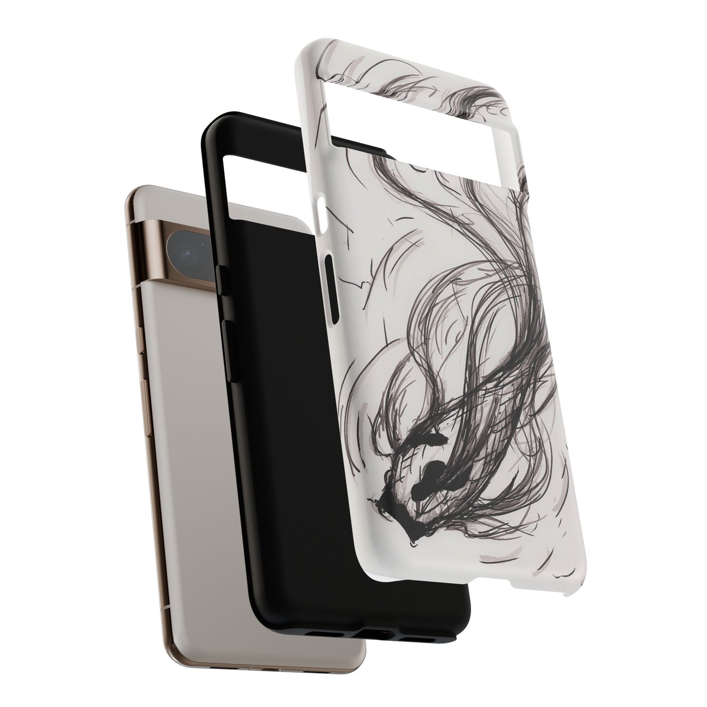 Smokey Ink Koi phone case | abstract koi sketch, smoky ink illustration