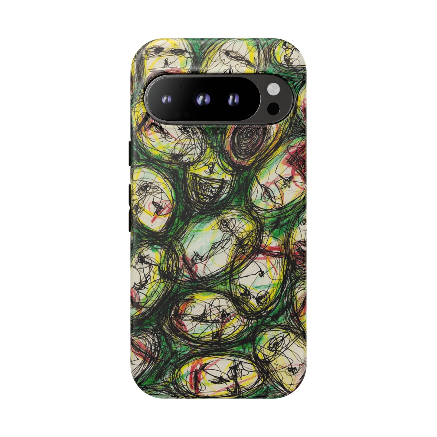 Abstract Sanity Faces Phone Case | Expressionist Face Art | Tough Case