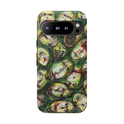 Abstract Sanity Faces Phone Case | Expressionist Face Art | Tough Case