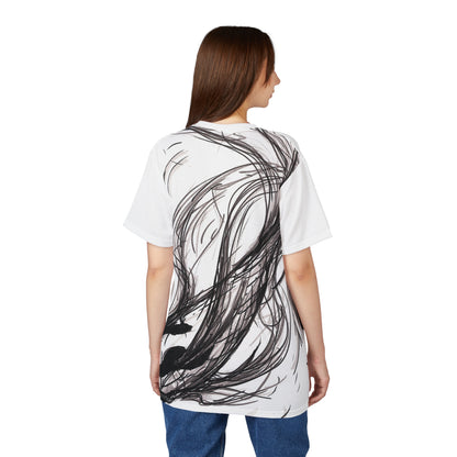 Smokey Ink Koi Tee | Black Brushstroke Fish All-Over Print