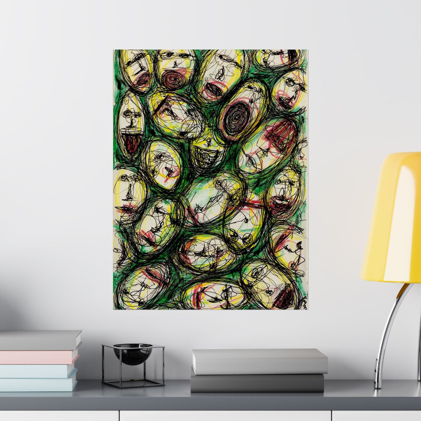 Abstract Sanity Faces Matte Vertical Poster | Expressionist Face Art