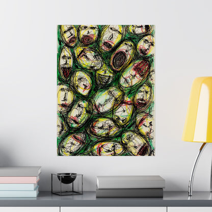 Abstract Sanity Faces Matte Vertical Poster | Expressionist Face Art
